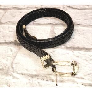 Vintage Black Braided Leather Belt size L